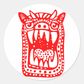 Scary Monster - Red Classic Round Sticker