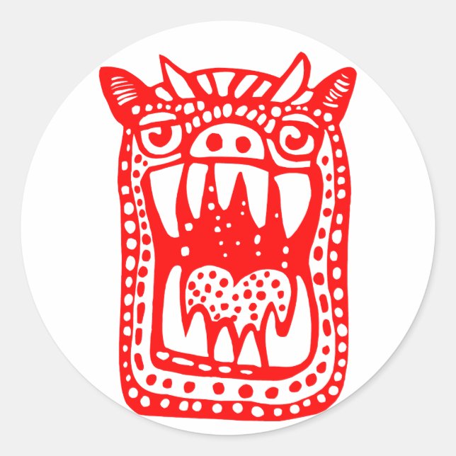 Scary Monster - Red Classic Round Sticker (Front)