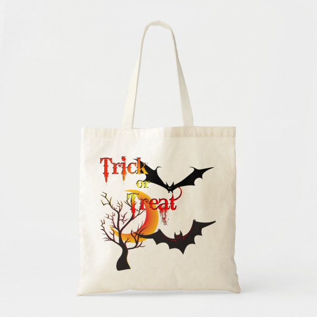 Scary Moon and Bats Halloween Bags (Front)