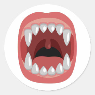 Scary mouth with fangs. classic round sticker