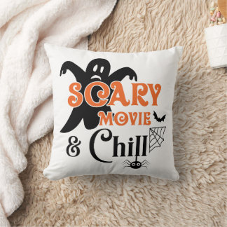 Scary movie and chill Halloween Throw Pillow