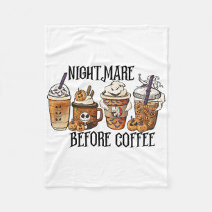 Scary Night Before Coffee Pumpkin Spice Halloween  Fleece Blanket