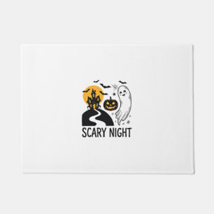 Scary Night Halloween Haunted House Ghost Design_1 Doormat