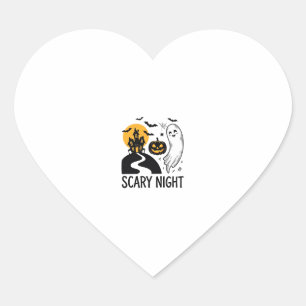 Scary Night Halloween Haunted House Ghost Design_1 Heart Sticker