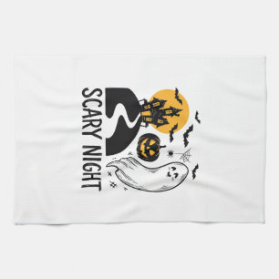 Scary Night Halloween Haunted House Ghost Design_1 Kitchen Towel