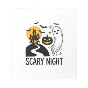 Scary Night Halloween Haunted House Ghost Design_1 Notepad