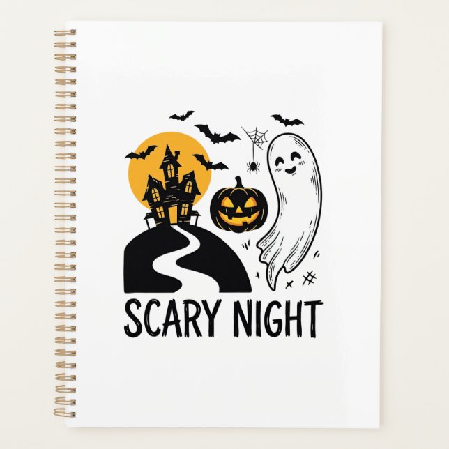 Scary Night Halloween Haunted House Ghost Design_1 Planner (Front)