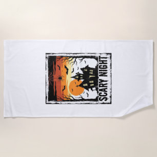 Scary Night Haunted House Vintage Halloween Shirt_ Beach Towel