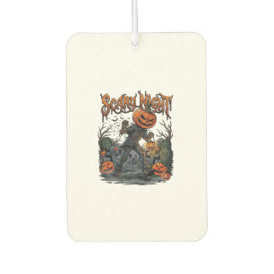 Scary Night Pumpkin Head Monster Lantern Graveyard Air Freshener