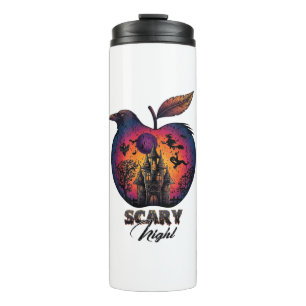 Scary Night Raven Apple Spooky Haunted Castle Hall Thermal Tumbler