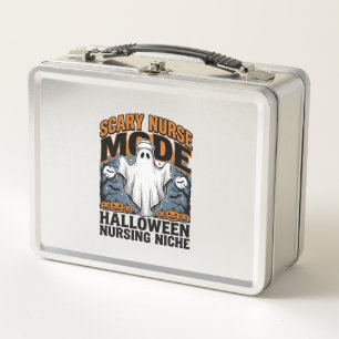 Scary Nurse Costume Halloween Ghost Nursing Shirt_ Metal Lunch Box