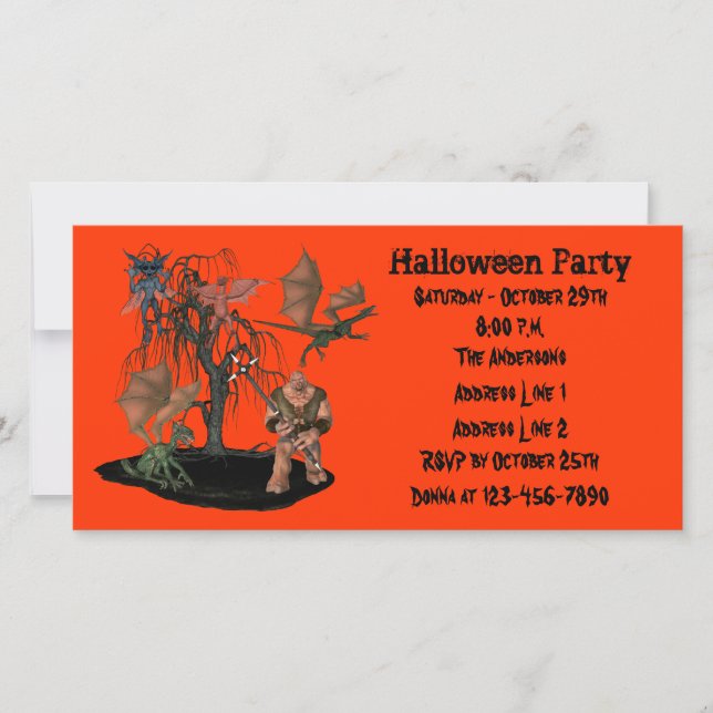 Scary Ogre Demon Dragons Halloween Party Invite (Front)
