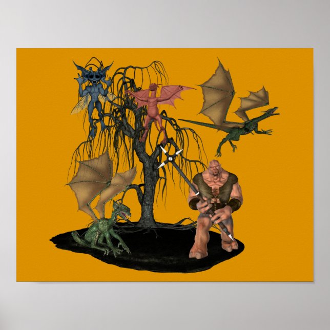 Scary Ogre Goblin Creatures Halloween Poster (Front)