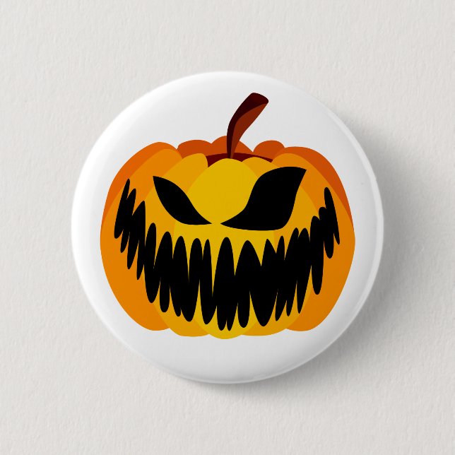 Scary Orange Halloween Pumpkin 2 Inch Round Button (Front)