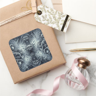 Scary pattern, dark fantasy square sticker