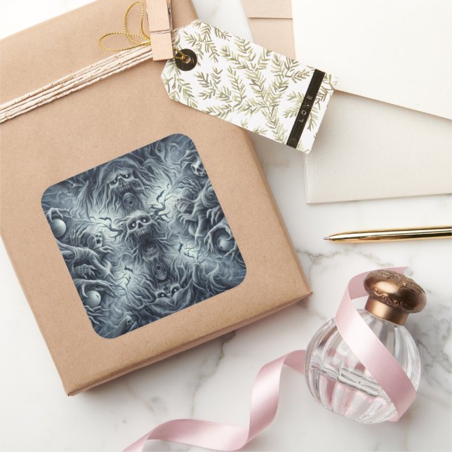 Scary pattern, dark fantasy square sticker (Gifting)