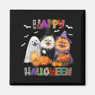 Scary Pembroke Pomeranian Dog Witch Hat Halloween Magnet