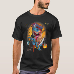 Scary Pirate Dinosaur Rex Tyrannosaurus Halloween T-Shirt