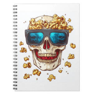 Scary Popcorn Skull � Funny Horror Movie Skeleton Notebook