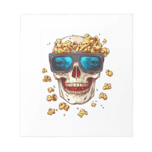 Scary Popcorn Skull � Funny Horror Movie Skeleton Notepad