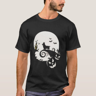 Scary Pumpkin Bat Funny Witch Hat Corgi Dog Hallow T-Shirt