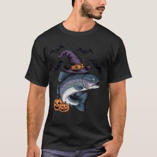 Scary Pumpkin Bat Witch Trout Fish Halloween Costu T-Shirt