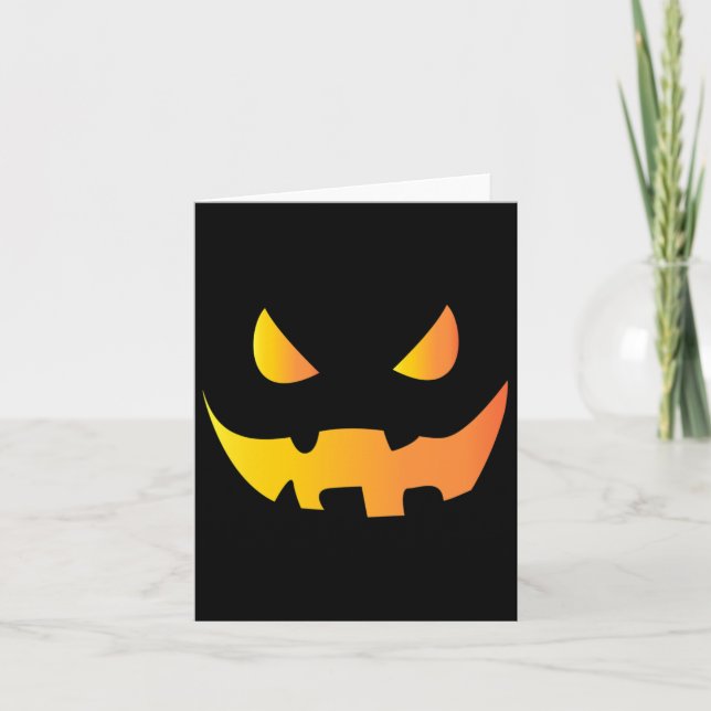 Scary Pumpkin Face For Halloween  Card (Front)
