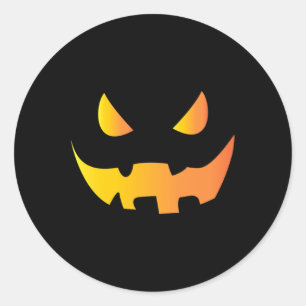 Scary Pumpkin Face  For Halloween  Classic Round Sticker