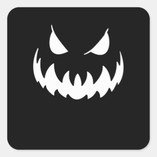 Scary pumpkin face square sticker
