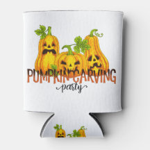 Scary Pumpkin Halloween Art | Spooky Fun Can Cooler