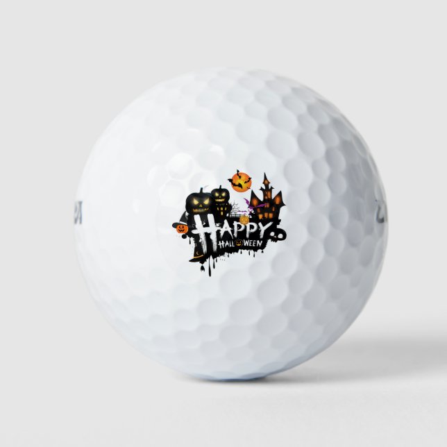 Scary Pumpkin Halloween Art | Spooky Fun Golf Balls (Front)