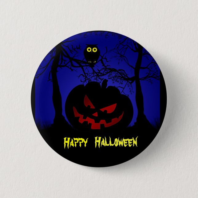 Scary Pumpkin Halloween Decorative 2 Inch Round Button (Front)