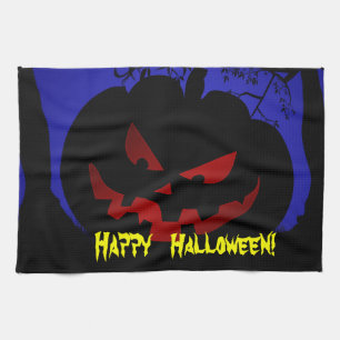 Scary Pumpkin Halloween Decorative Kitchen Towel