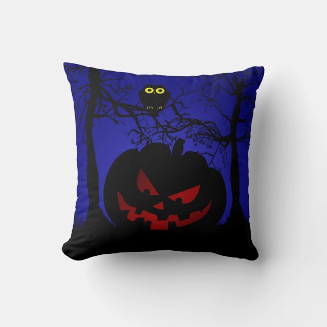 Scary Pumpkin Halloween Decorative Throw Pillow (Front)