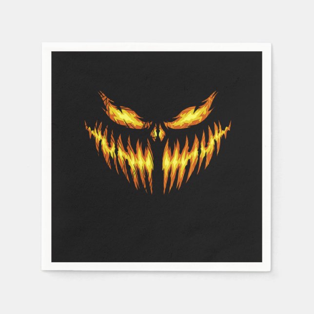 Scary Pumpkin Halloween Face Gift Idea Napkin (Front)