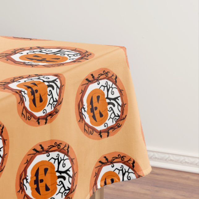Scary Pumpkin Halloween Tablecloth Home Decor (In Situ)