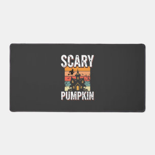Scary Pumpkin Haunted House Halloween Design_1 Desk Mat