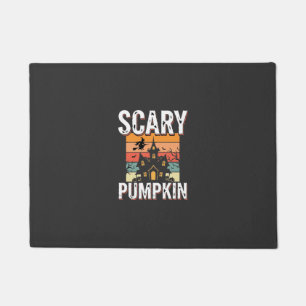 Scary Pumpkin Haunted House Halloween Design_1 Doormat