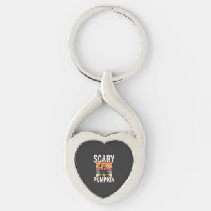 Scary Pumpkin Haunted House Halloween Design_1 Keychain