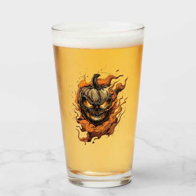 Scary Pumpkin Head Glass (Front Filled)