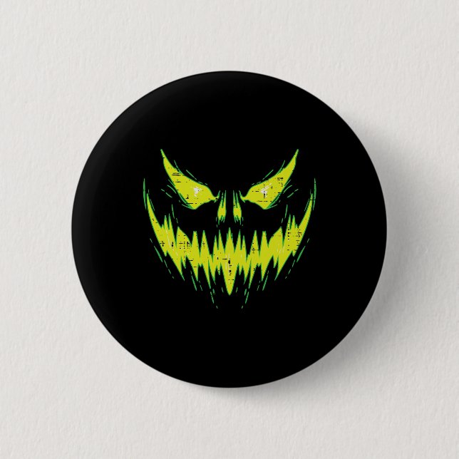 Scary Pumpkin Jack O Lantern Face Halloween Men Bo 2 Inch Round Button (Front)