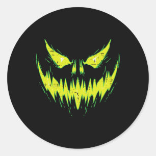 Scary Pumpkin Jack O Lantern Face Halloween Men Bo Classic Round Sticker