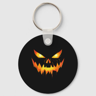 Scary Pumpkin Jack O Lantern Face Halloween Men Bo Keychain