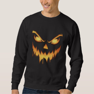 Scary Pumpkin Jack O Lantern Face Halloween Sweatshirt