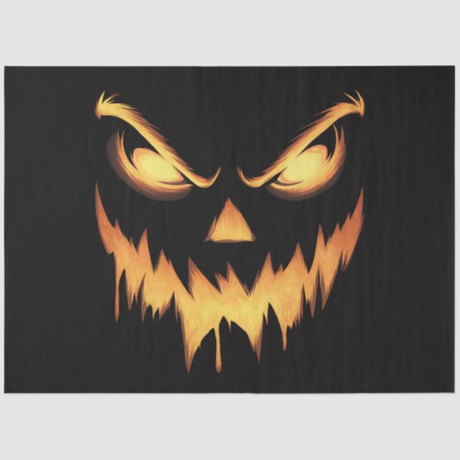 Scary Pumpkin Jack O Lantern Face Halloween Tissue Paper (Front)