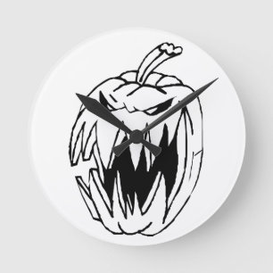 Scary pumpkin round clock