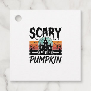 Scary Pumpkin Vintage Haunted House Halloween Desi Favour Tags