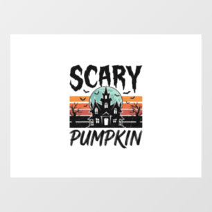 Scary Pumpkin Vintage Haunted House Halloween Desi Window Cling