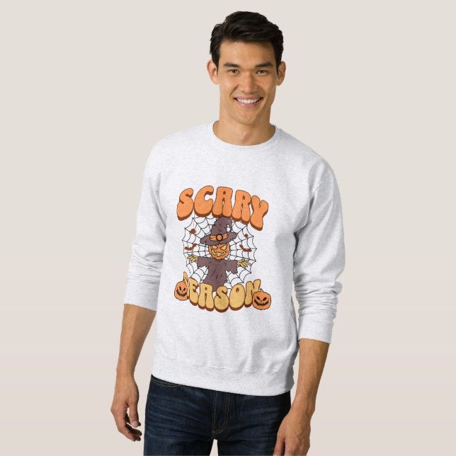 Scary Pumpkin Wizard for Halloween Sweatshirt (Front Full)