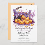 Scary Pumpkins Cute Black Cat Halloween Party  Invitation<br><div class="desc">Join us for a Halloween party that's equal parts spooky and sweet! Scary pumpkins light the way as our cute black cat welcomes you to a night of festive fun. Get ready for an evening filled with frightfully fun games, delicious treats, and plenty of Halloween magic. Wear your best costume...</div>